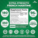 Zazzee Pine Bark 350 mg supplement showing ingredients and 95 percent proanthocyanidins certification