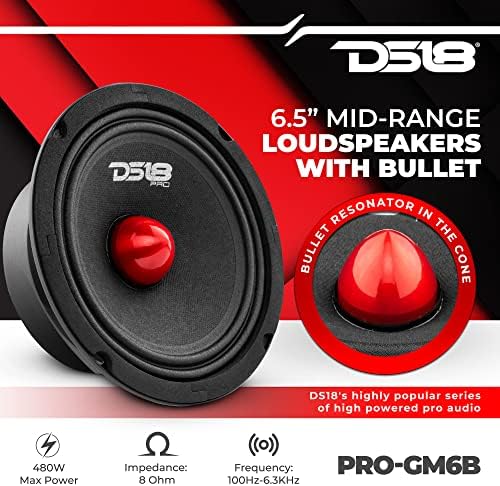 DS18 6.5 inch car speaker side profile displaying the 2.72 inch mounting depth