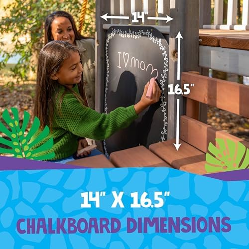 Installed view of the Jack and June premium outdoor chalkboard on a wooden clubhouse wall