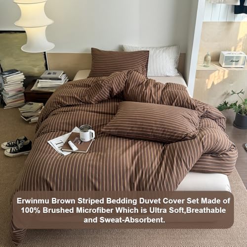 Erwinmu vertical stripe microfiber bedding set with matching pillowcases