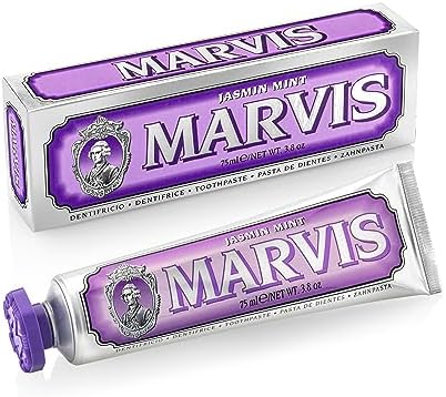 Marvis Jasmin Mint and Amarelli Licorice Toothpaste Set front view luxury oral care set.