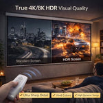AMZOSS 4K high definition compatible motorized screen in an office presentation setup