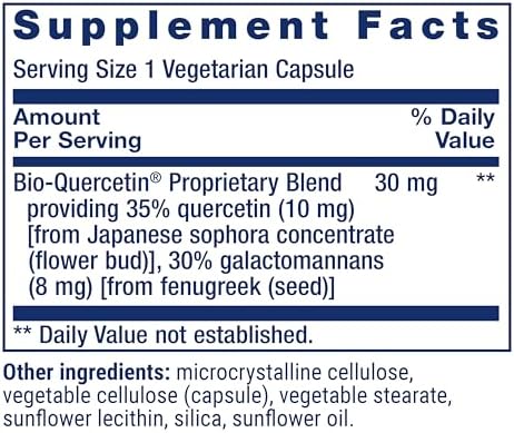 Side view of Life Extension Bio-Quercetin vegetarian capsules bottle
