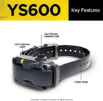 Side profile of Dogtra YS600 bark collar with stainless steel contact points