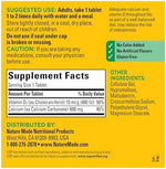 Close up view of the gluten free and no artificial flavor labels on Nature Made Calcium bottle
