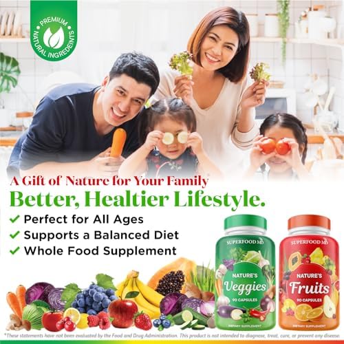 USA imported Superfood MD beta carotene fruit and veggie extract supplement.