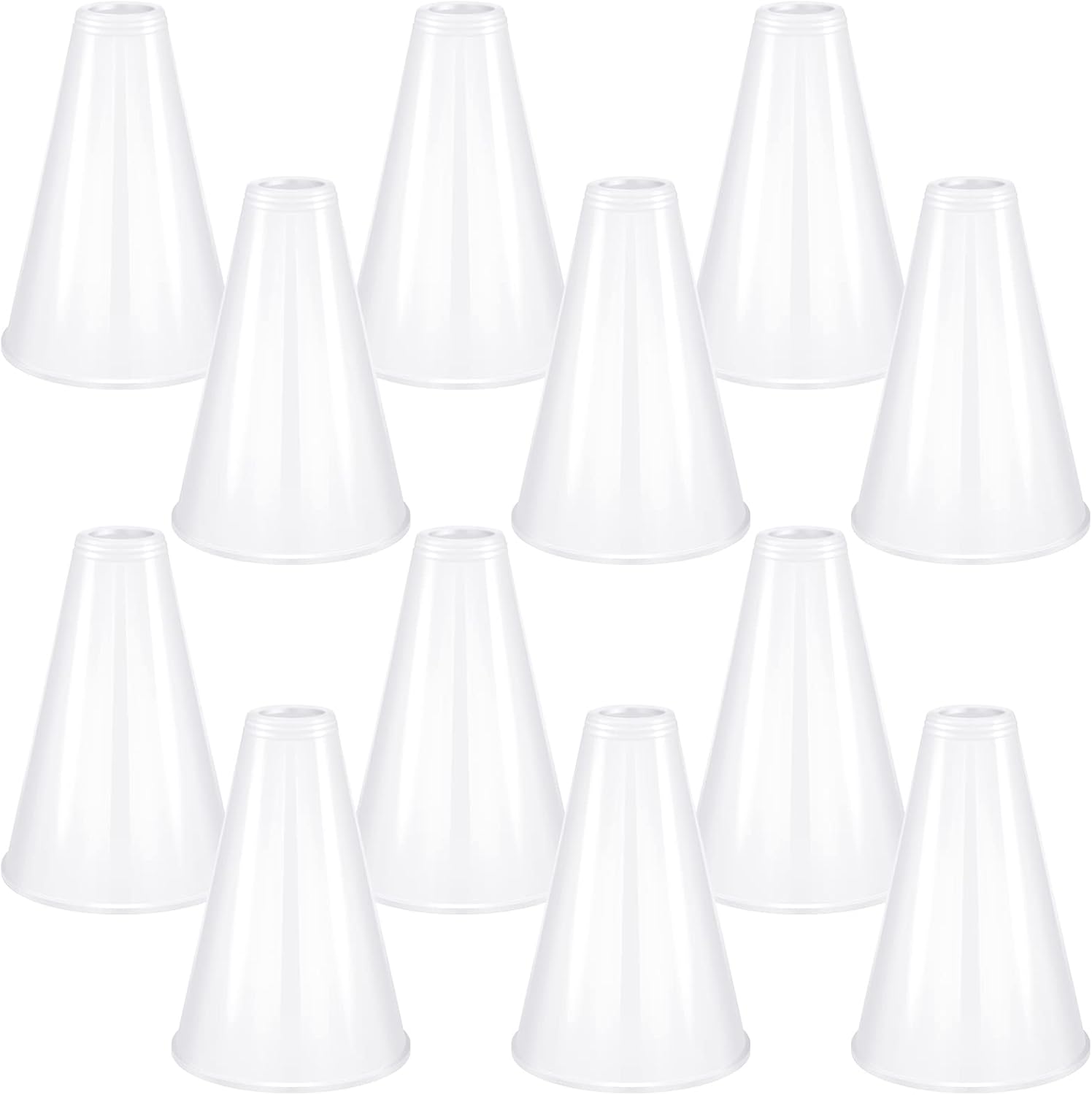 Woanger 12 piece white plastic megaphone set front view