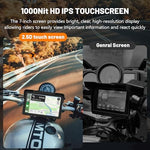 SOCAENS motorcycle Android Auto dashboard system exhibiting the high definition IPS touch monitor interface