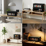 Collapsible non woven fabric storage bin for jewel cases open view