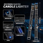 Rechargeable plasma arc lighter showcasing the blue electric arc lighting a candle wick.