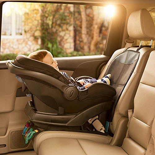 Brica premium seat guardian protector installed under a toddler safety car seat inside vehicle
