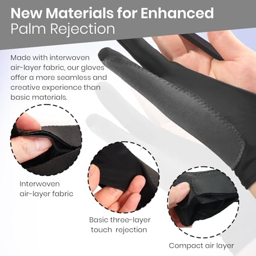 Ambidextrous digital art glove demonstrated on a left hand using a stylus on an iPad