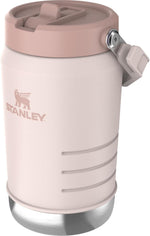 Stanley IceFlow 40 Ounce water jug featuring the integrated easy-carry handle and leakproof flip up straw lid.