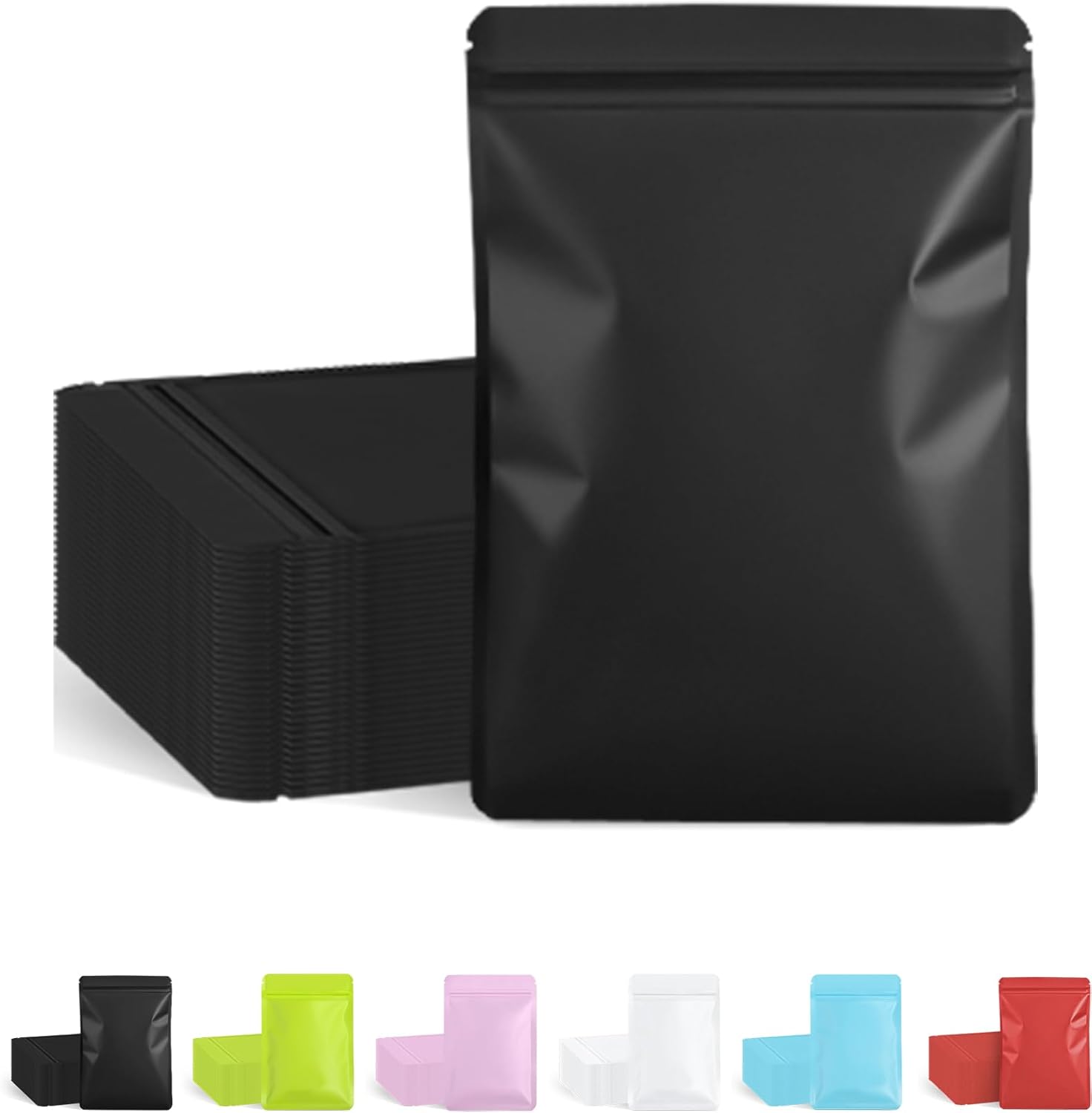 FireKylin 100 Pack matte black resealable smell proof bags front view for small business food packaging.