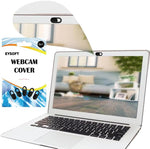Three pack of black sliding webcam covers showing the simple mechanical slide operation