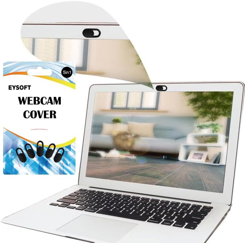 Three pack of black sliding webcam covers showing the simple mechanical slide operation