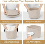 Side angle view of the three pieces of brown storage bins demonstrating their ability to stand upright independently