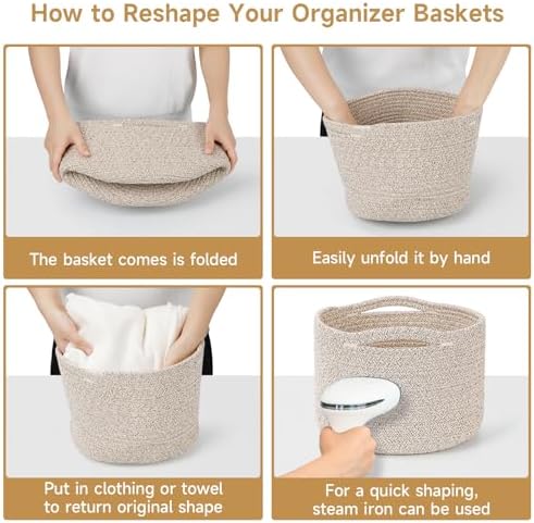 Side angle view of the three pieces of brown storage bins demonstrating their ability to stand upright independently