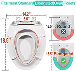 Uming slow close toilet seat illustrating the magnetic lid closure mechanism and adult seating area