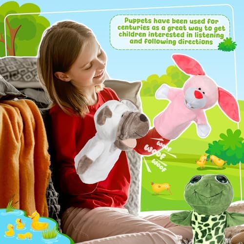 RoundFunny plush hand puppet set in educational preschool setting