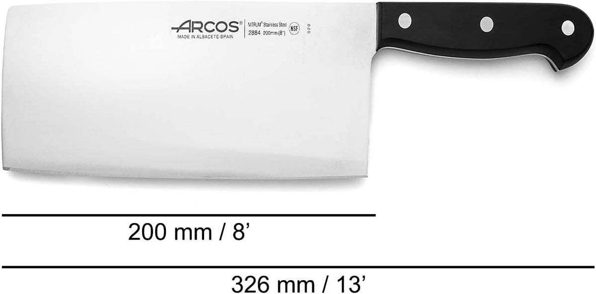 Arcos kitchen cleaver black ergonomic POM handle detail