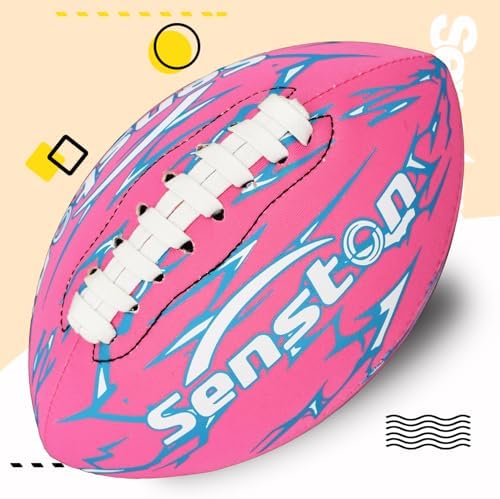 Close up of the textured grip and double-lacing on the Senston neoprene American football