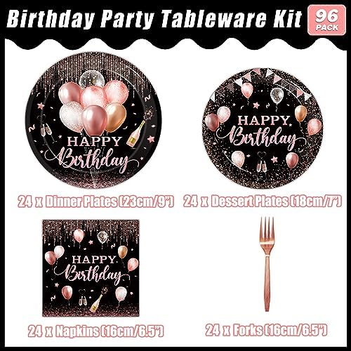 Kepeel rose gold disposable dinner plates and napkins flat lay