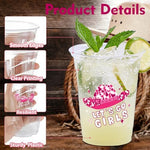 Stack of 12 fluid ounce clear disposable party cups