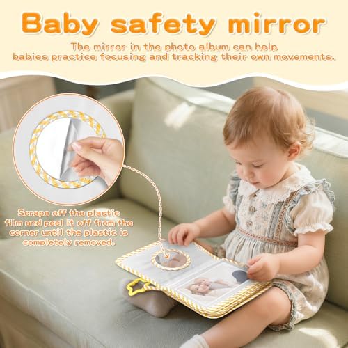 Amzoya first family memory book opened up displaying clear pockets holding four by six inch pictures.