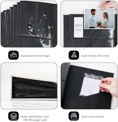 Side angle view of the thick book bound spine of the Vienrose beige fabric album on a shelf