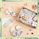 Close-up of Tinlade baby shower pencils showing the love and welcome baby printed designs.