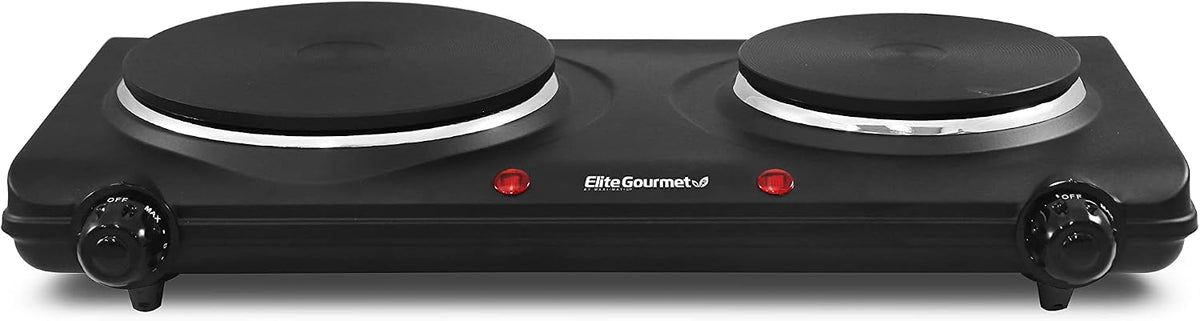Elite Gourmet Double Cast Iron Burner, 1500W Hot Plate, Adjustable Temp - Image 1