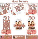 Step by step assembly view of the pink fifty birthday table decorations showing bonding points