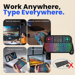 Rechargeable portable media controller showing top shortcut keys