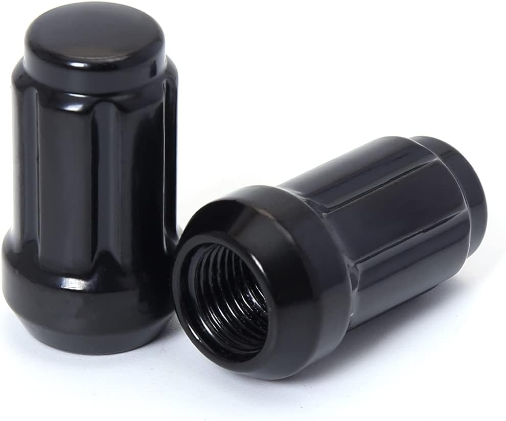 Close-up angle of the conical 60-degree seat on the aftermarket wheel lug nuts.