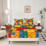 Close up of 3D print building block design on pillowcase