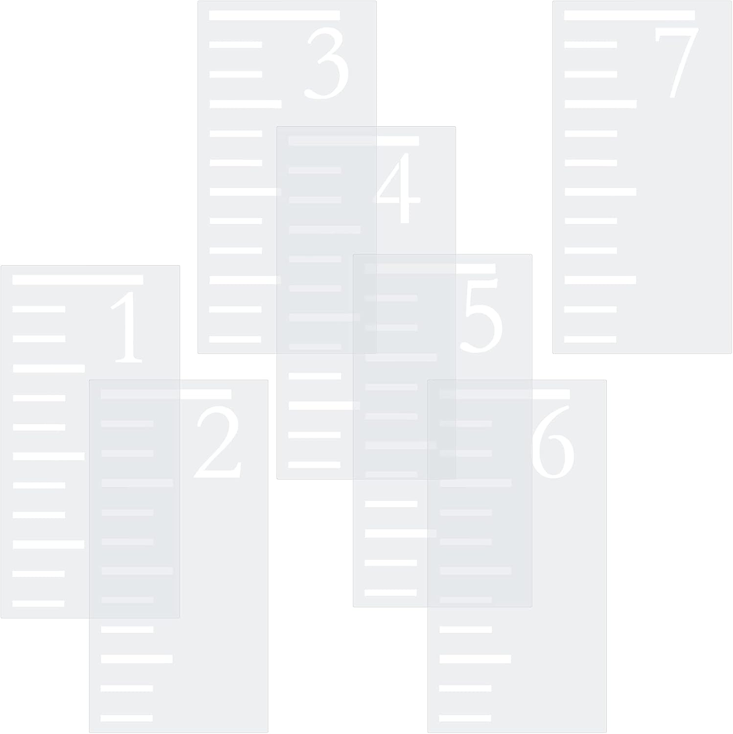 Tatuo 7 Feet Growth Chart Stencil set showing number templates