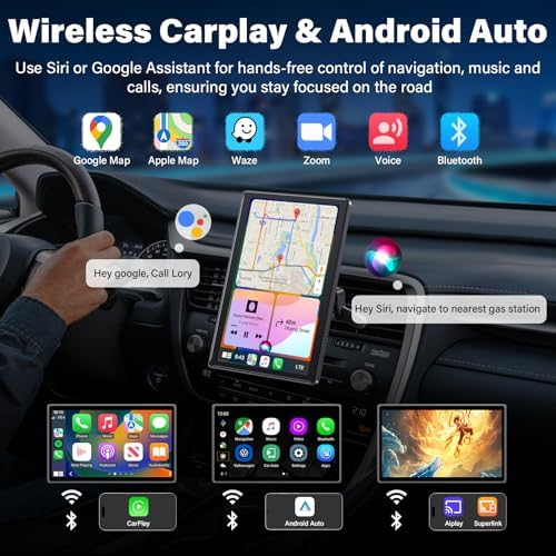Jansite portable car display rotated in portrait orientation on a dashboard.