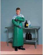 Tingley green protective bib apron showing adjustable strap and buckle design