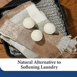 Eco friendly reusable laundry balls for reducing wrinkles and static in the dryer.
