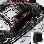 Side view illustration highlighting the dual six millimeter AGHP reverse gravity heatpipe pathing through the thirty-three aluminum fins.