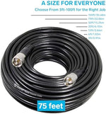 Black 50 ohm RG8X cable coiled for storage