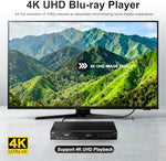Premium DpBlue 4K cinema disc player paired alongside a home theater projector system setup