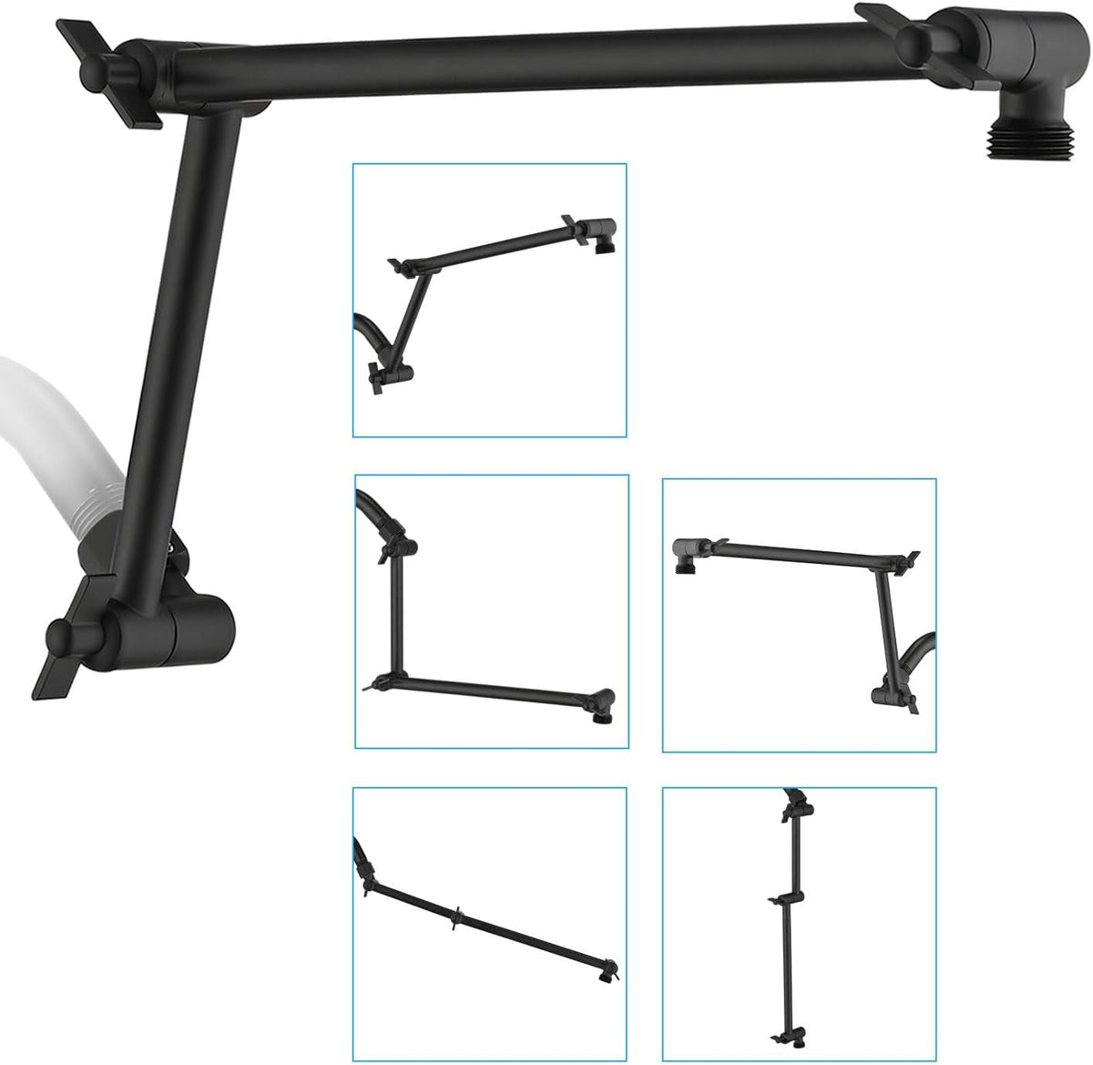 PDPBath Shower Extension Arm, 16" Upgrade Solid Brass Shower Head Extender, Adjustable Height Extended with G1/2 Universal Connection for Rain & Handheld Shower Head - Oil Rubbed Bronze - Image 10