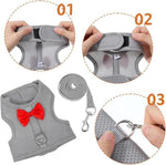 Side view of the black small size bunny vest showing the secure metal D-ring attachment