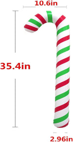 Close-up of the durable PVC material and air valve on the Soochat candy cane prop.
