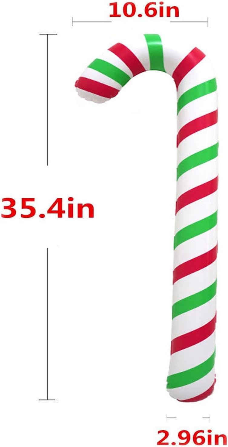 Close-up of the durable PVC material and air valve on the Soochat candy cane prop.