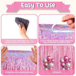 Voircoloria premium imported pink metallic backdrop being setup using the built-in adhesive strip