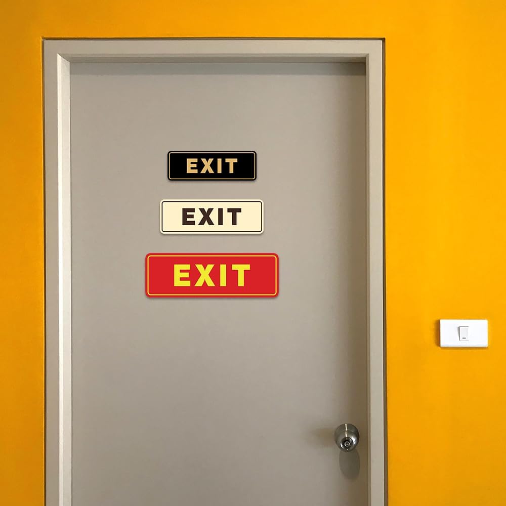 All Quality exit sign showing laser-etched bold lettering