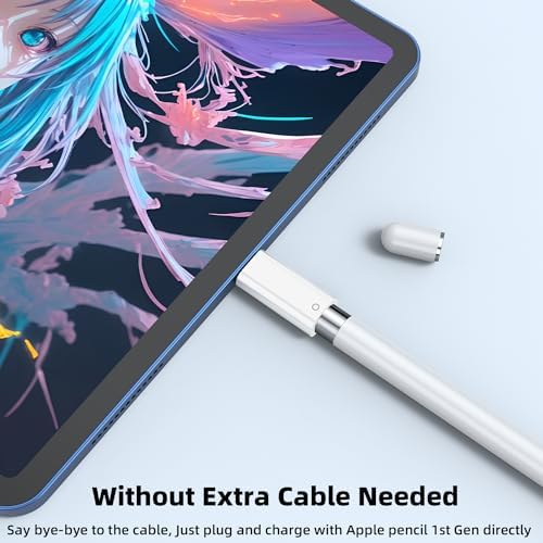 Compact white Jadebones stylus connector plug positioned next to a compatible tablet device.